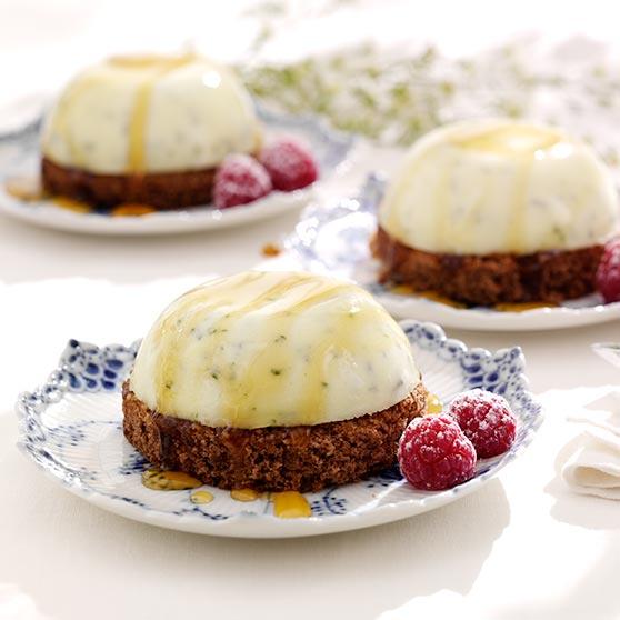 Bazilika Panna Cotta ar šokolādes kūku